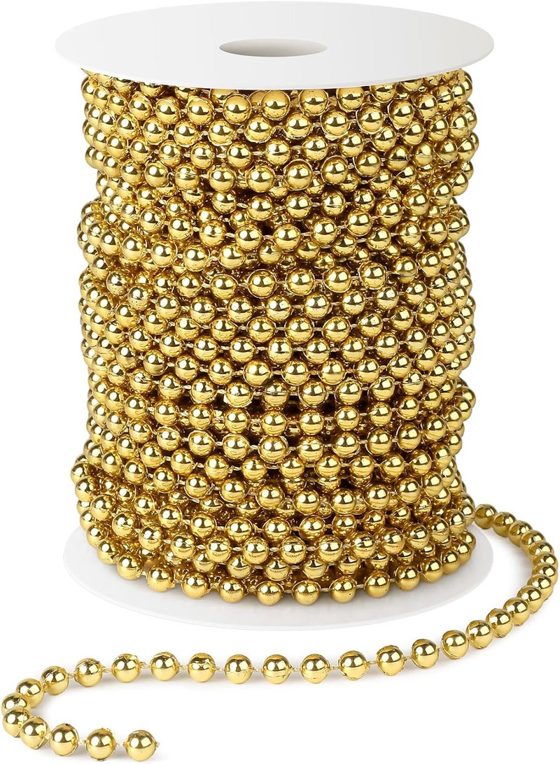 SythorYang Pearl Garland for Christmas Tree 6MM Beads 78FT Gold Faux String of Pearls Christmas Tree Beads Artificial Pearl Beaded String Strand Spool Roll for Crafting Chrismas Trees Wedding Centerpieces Decor - Image 1